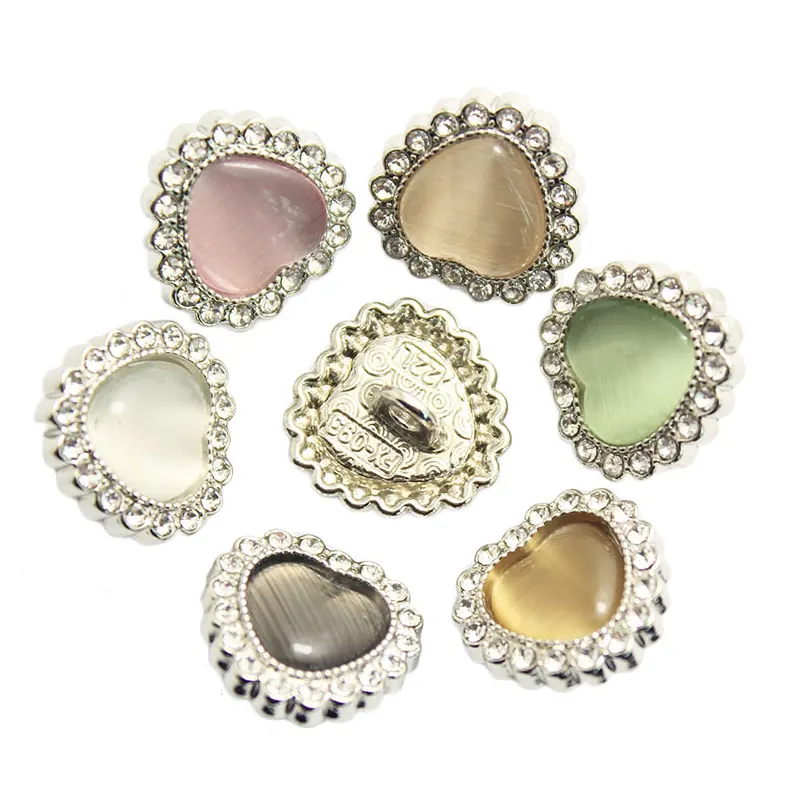 

10pcs 12.5MM Peach Heart Metal Button Clip Resin Multicolor Decorative Clothing Sewing Handwork Accessories Shank Buttons