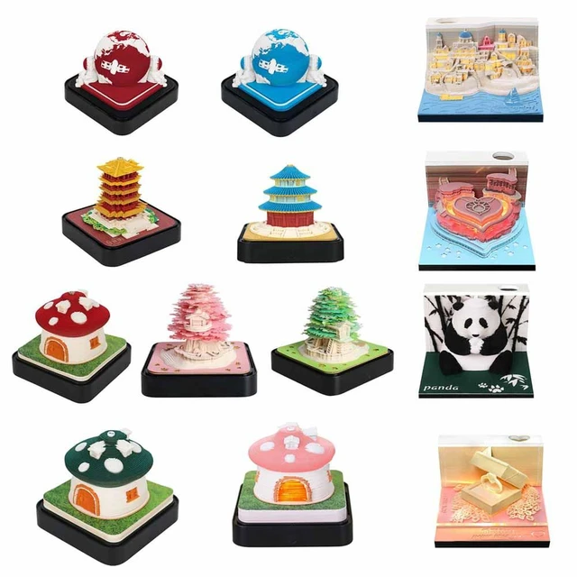 2024 Calendar Earth Astronauts Panda Block 3D Memo Pad Paper Sticky Notes  Tree House Mashroom LED Light Xmas Gifts - AliExpress