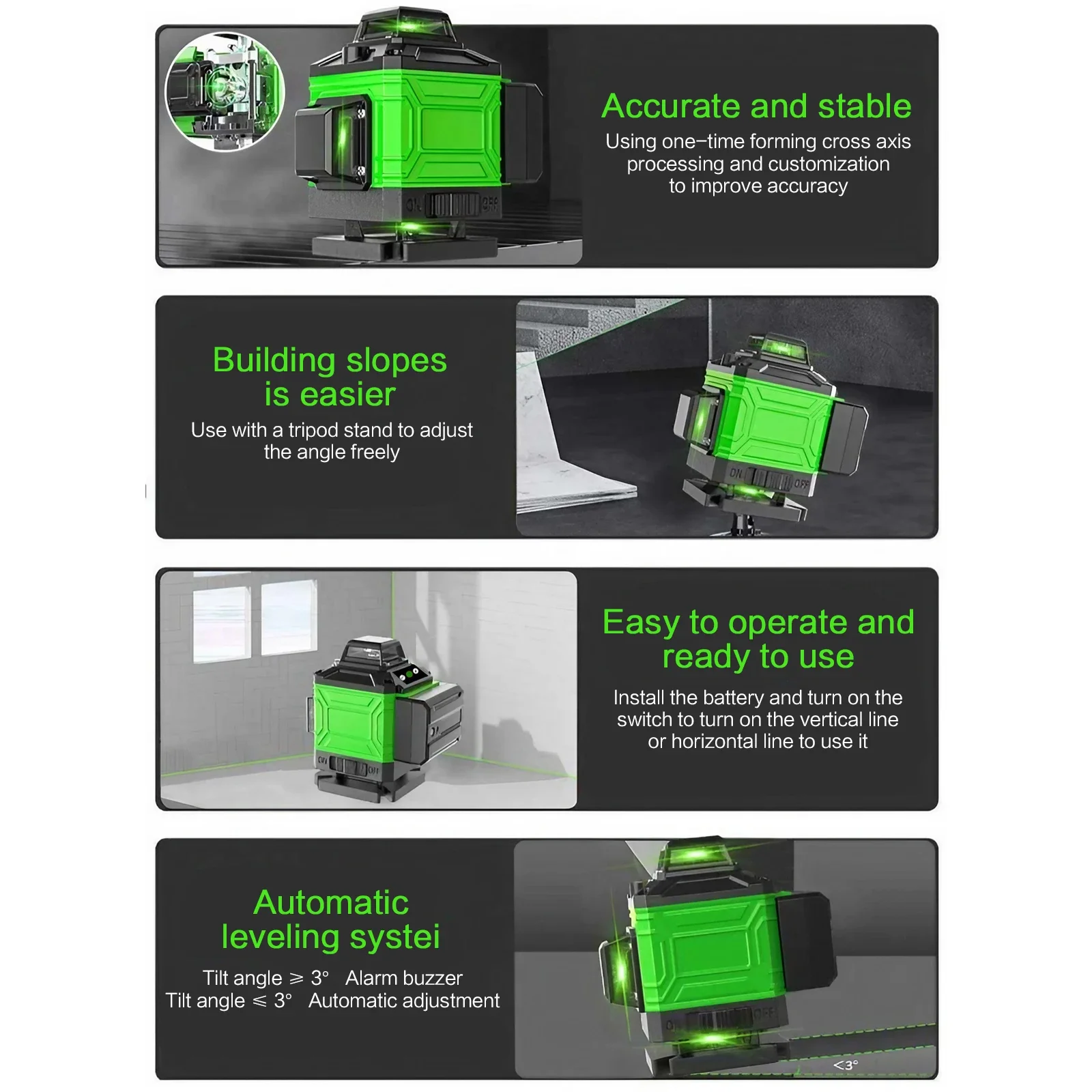 Laser Level STONEGO High-precision Outdoor Indoor 8 Line 12 Line 16 Laser Infrared Automatic Leveling Sticker Meter