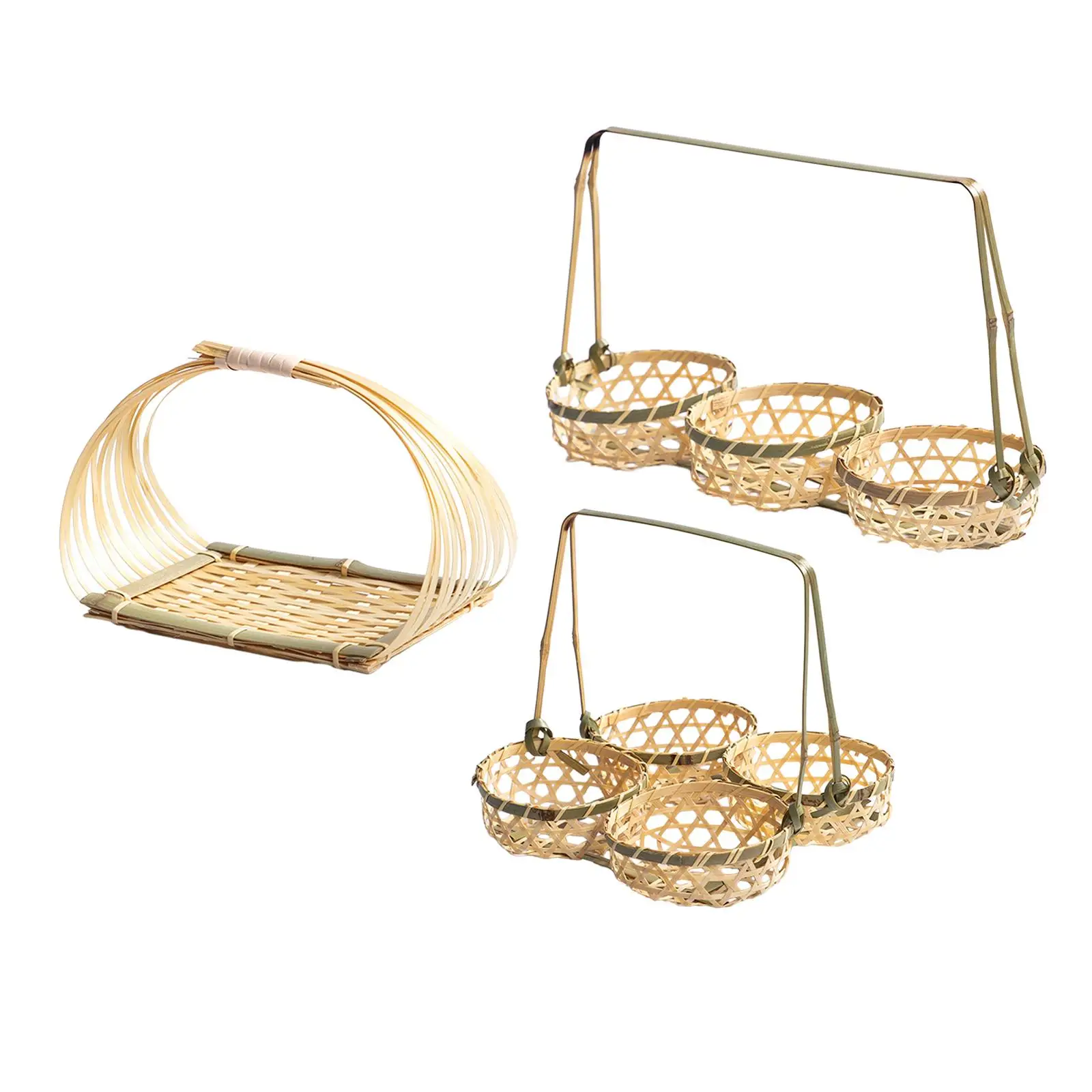 Bamboo Food Serving Basket Rustic Serving Trays Food Storage for Living Room Bamboo Food Serving Basket Rustic Serving Trays Food Storage for Living Room