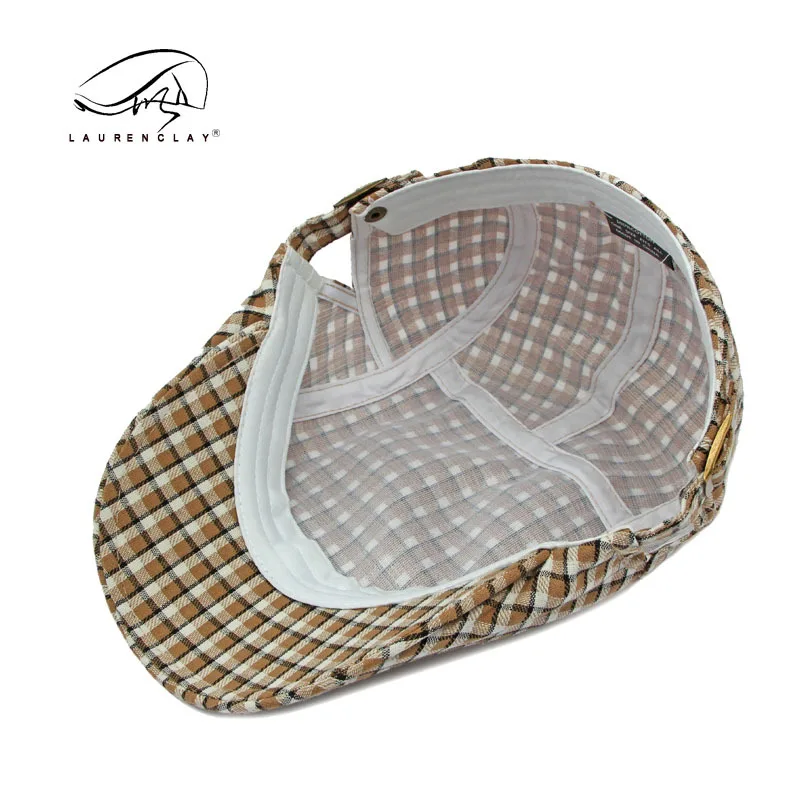 Men Women Newsboy Cap Hat Beret Soft Adjustable Flat Cotton Cabbie Hunting Driving Cap Plaid Pattern Kpop Vintage