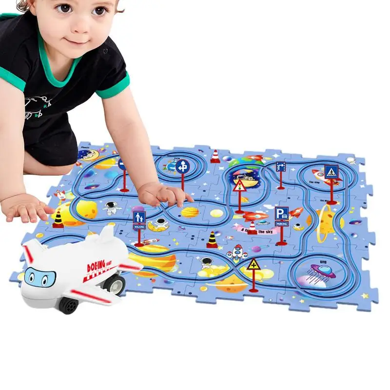 Kids Race Track Toys DIY Assembling Toy Vehicle Puzzle Board Fun Rail Car Building Toys Educational Toys Puzzle Set Children Toy 5