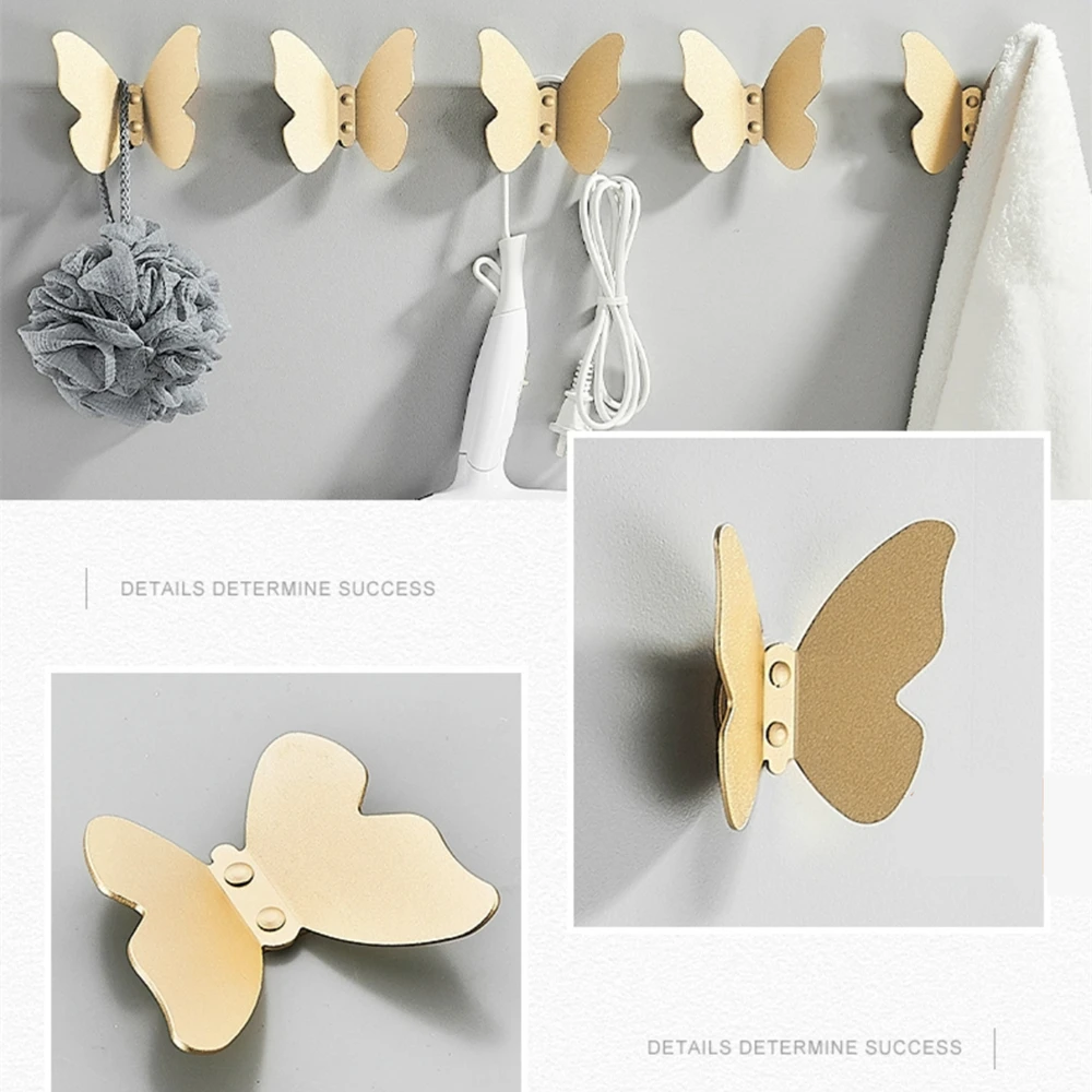 Aluminum Butterfly Hooks Self Adhesive Wall Bathroom Accessory