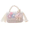 Korean Girl Princess Kids Bag Cute Flower Linen Crossbody Bags for Girls Rabbit Hand Bags Toddler Purses and Handbags Gift 5