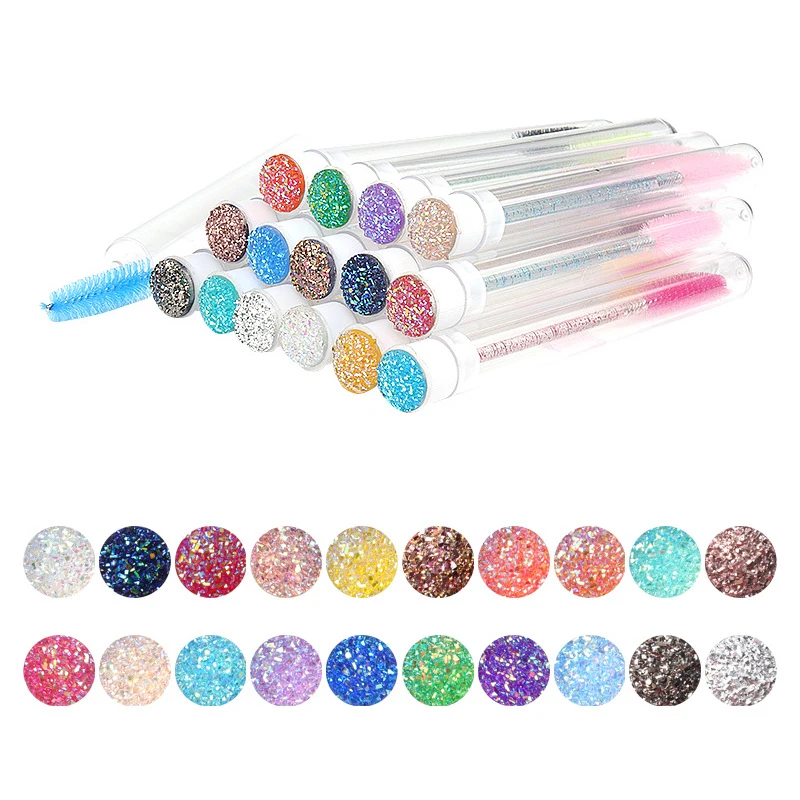 

10 Pcs Reusable Crystal Eyelash Brush In Tube for Eyebrows and Lashes Makeup Brush Individually Packed Makeup Tools