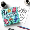 Ocean Scene BOLD-EASY Coloring Book for Adults Teens 24 pages Ocean Creatures Doodles Book -Ideal gift for family or friends 3