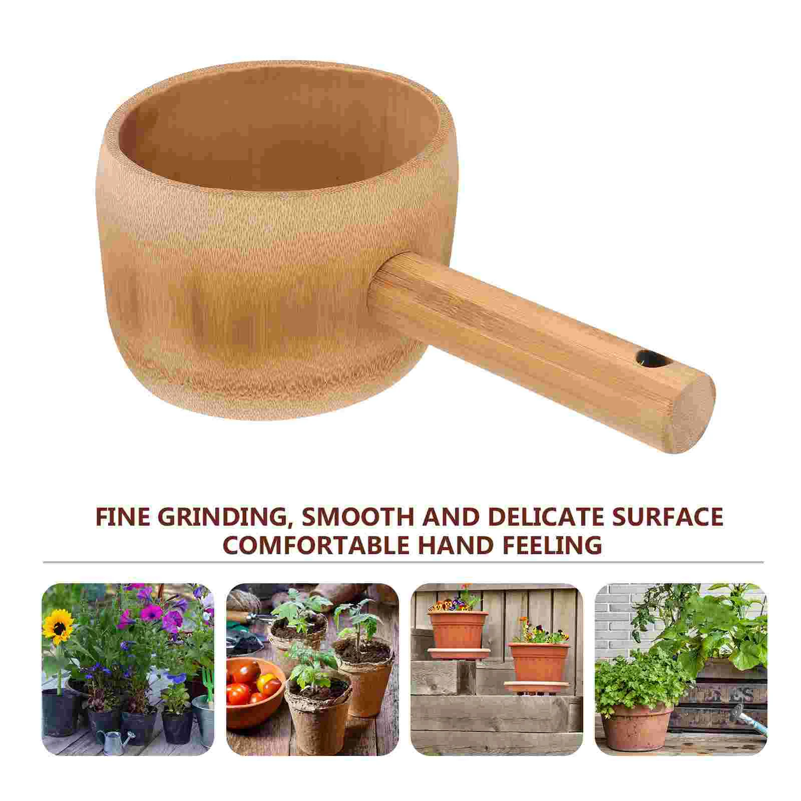 Bucket Watering Ladle Creative Scoop Garden Long Spoon Bamboo Flower Brown Child