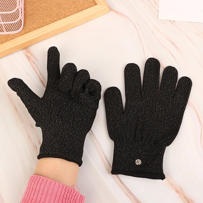 Conductive Silver Fiber Electrode Gloves Pads Electrotherapy Massage 1Pair