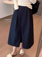 2026 Solid Color Big Size Half Skirt Women Leisure A- Line with Pocket Chinese Origin Simple Plus Size Mid Length Skirt - Image 3