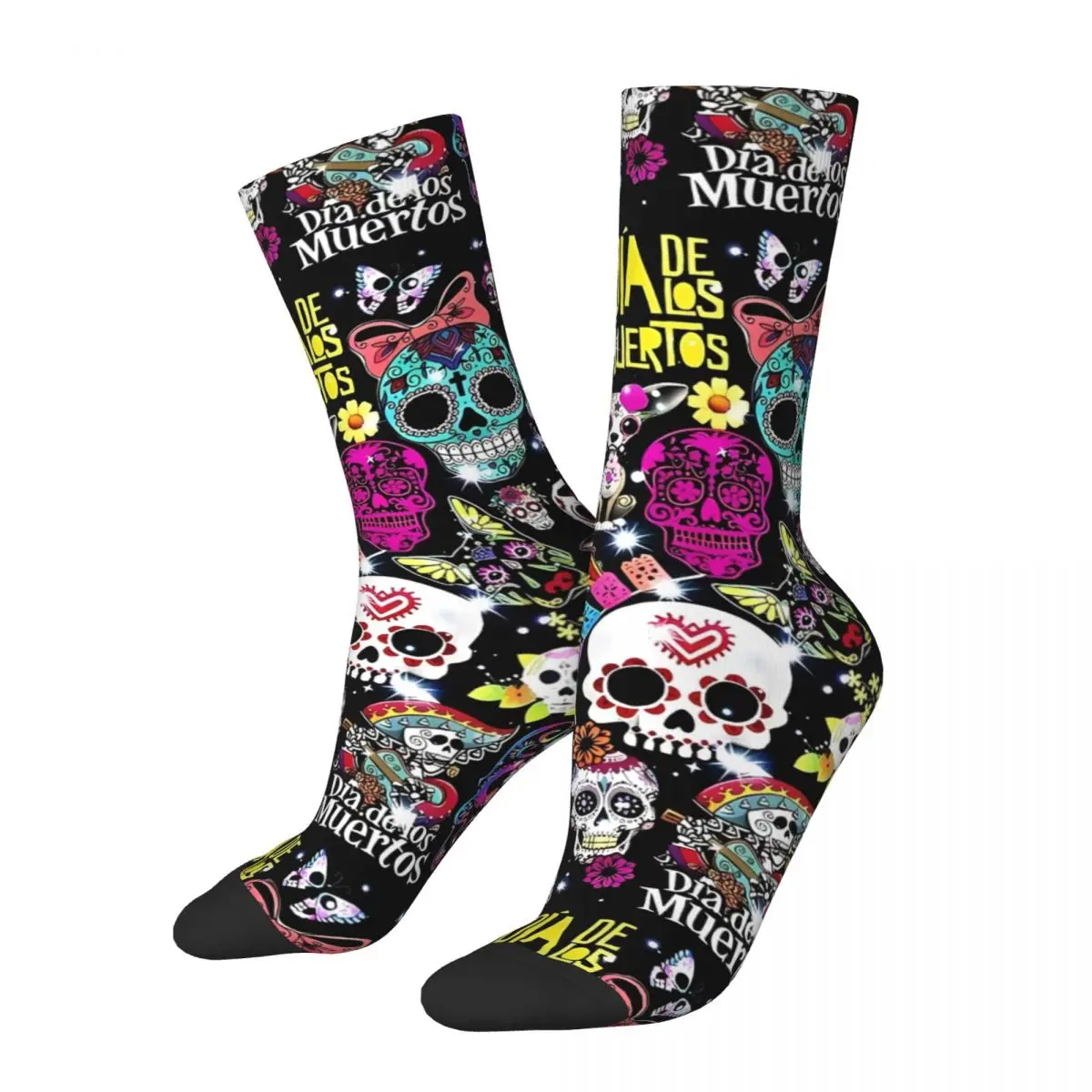 

Crazy Sock for Men Day Of The Dead Hip Hop Vintage Sugar Skull Happy Breathable Pattern Printed Boys Crew Sock Novelty Gift