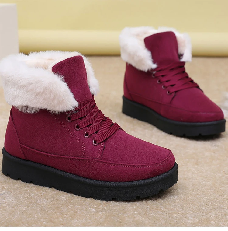 Women's Winter Snow Boots With Fur Lining And Low Heels_voghion.com