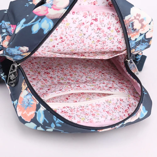 패션 꽃 패턴 여성 작은 배낭, 고품질 방수 패브릭 쇼핑 배낭, 예쁜 스타일 소녀 데이팩, SAC 5