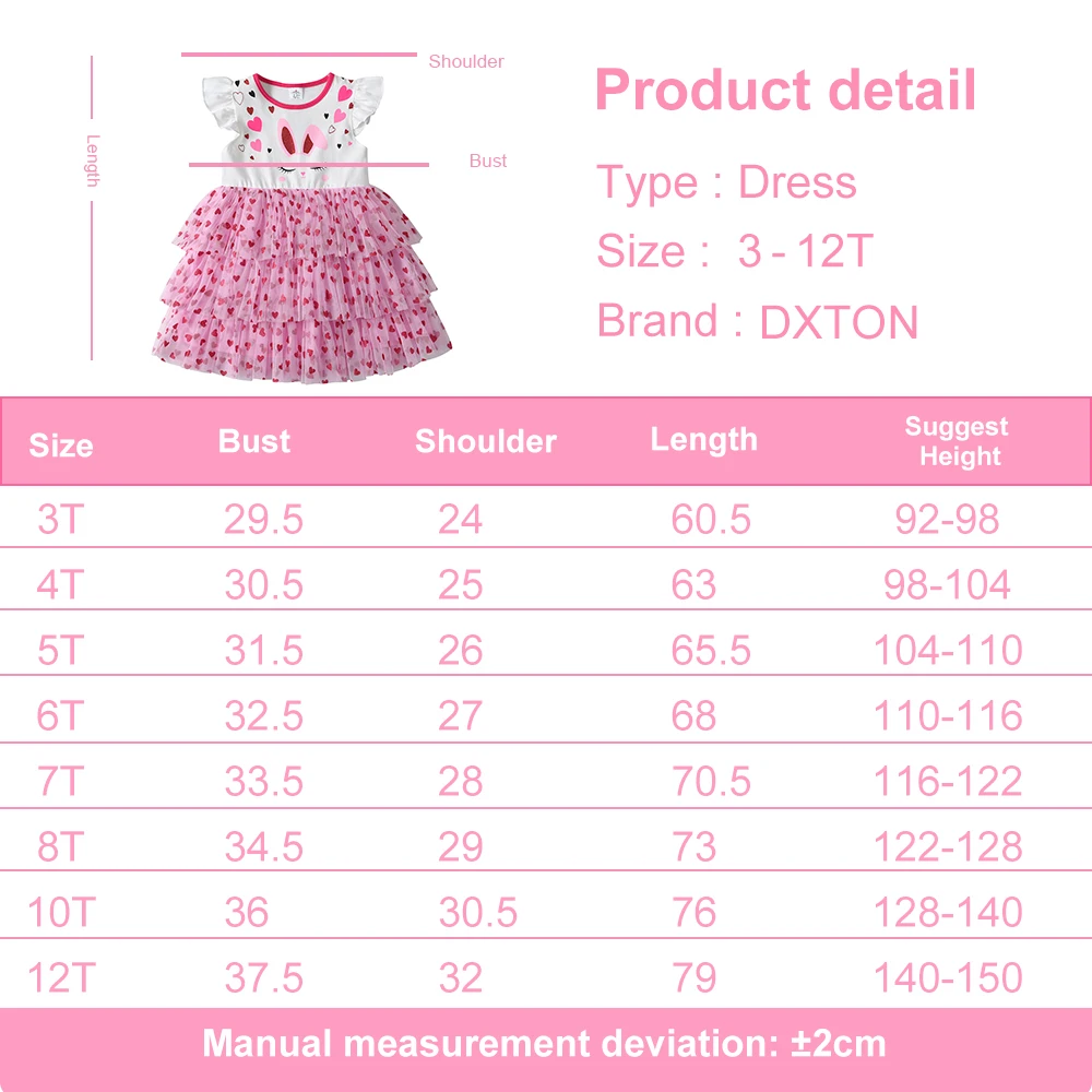 Girls Dress Kids Clothes DXTON Sleeveless Kids Dresses Heart Full Printed Birthday Party Princess Dress For Girls Rabbit Cartoon Children Casual Clothing
