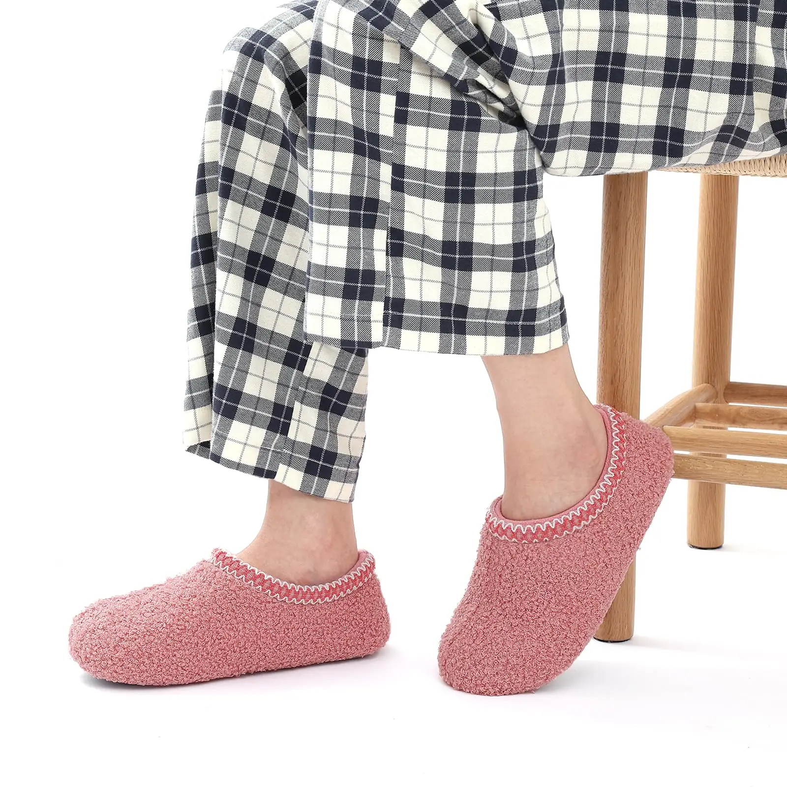 Goosecret Women House Memory Foam Slippers Winter Indoor Flat Cotton Shoes Teddy Fleece Bedroom Sock Shoes with Soft Rubber Sole 2