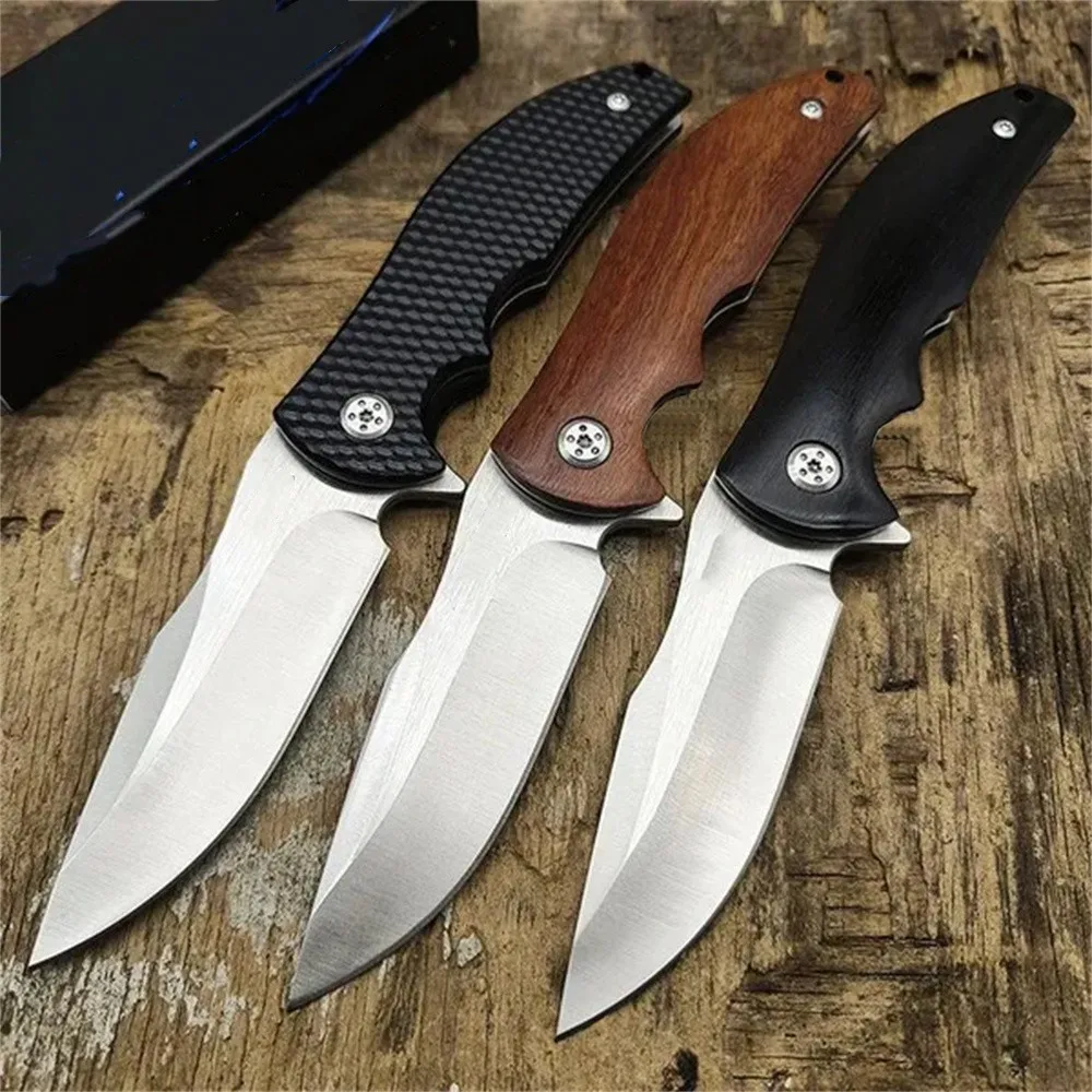 

0606 Bearing Pocket Folding Knife 9cr18mov Blade Wooden/G10 Handles EDC Camping Knives Outdoor Hunting Tools