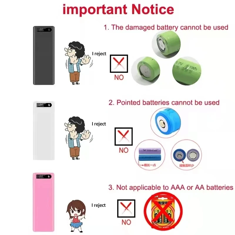 8 Slots 18650 Battery Charging Bank Kit Removable Weld-free DIY Mobile Power Housing Kit Battery Storage Box (without battery)