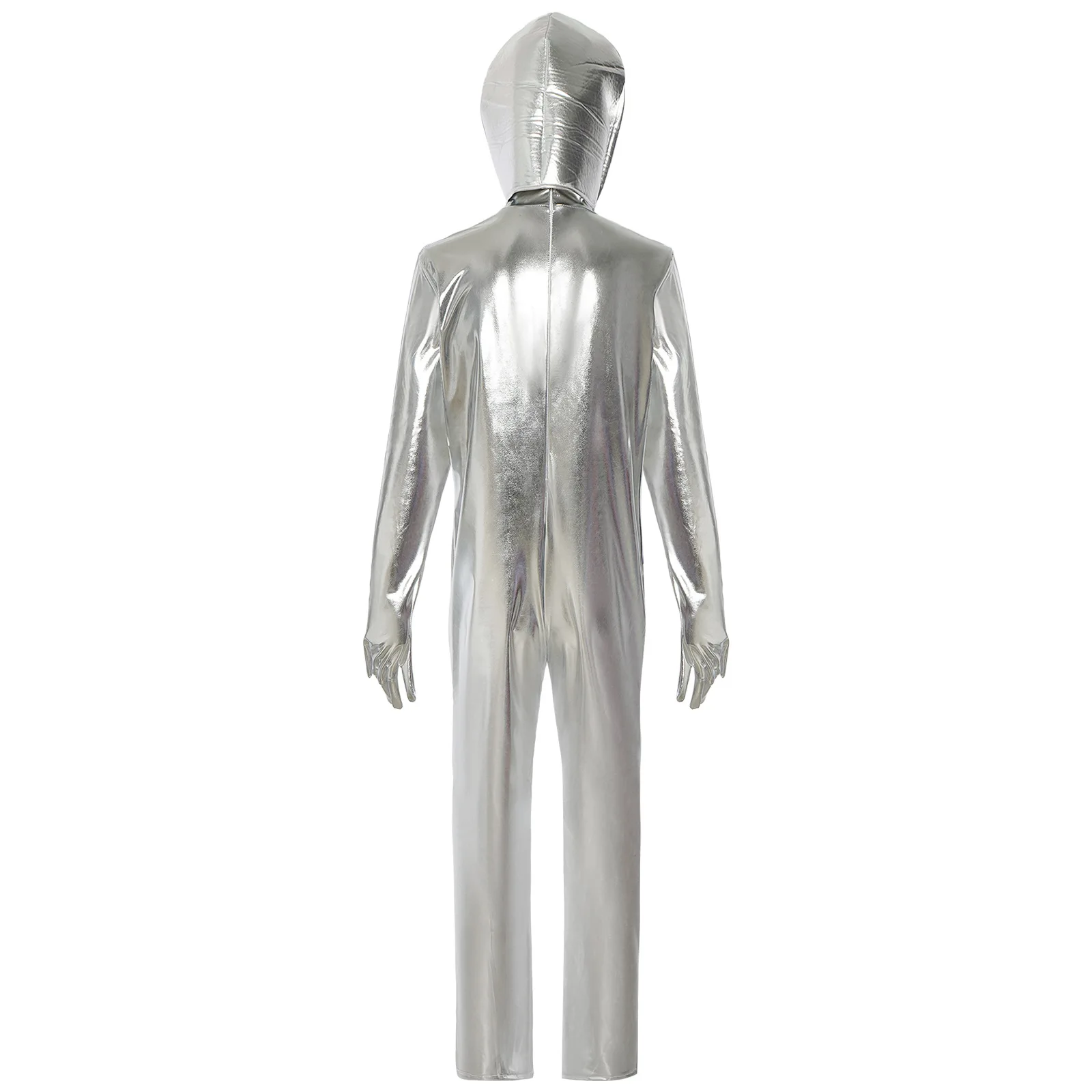 Unisex Metallic Space Alien Bodysuit Costume for Halloween and Parties 23 Unisex Metallic Space Alien Bodysuit Costume