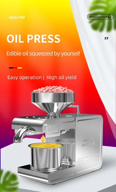 Automatic Oil Press 610W Commercial Home Automatic Oil Extractor Presser Upgraded 304 Stainless Steel High Output Oil Pumping Machine For Nuts Seeds Avocado Coconut Castor Peanut,110V