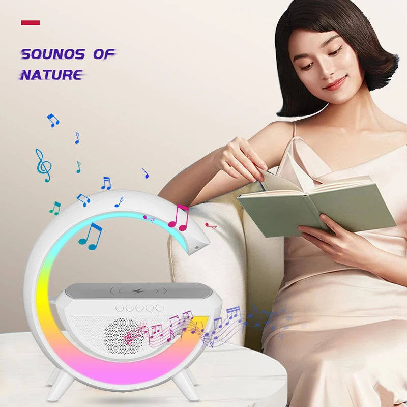 스마트 LED RGB 야간 조명 분위기 램프, 침대 옆 스피커, 무선 충전기, 어린이 수면 침실 장식, 책상 램프