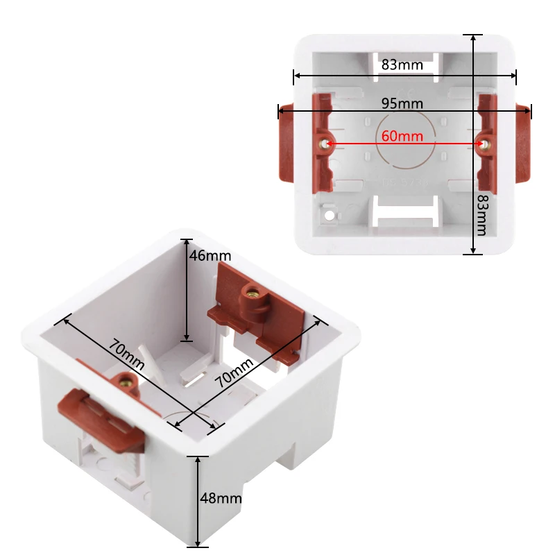 전기 상자 건식 벽체/석고 보드/석고 보드 용 건식 라이닝 상자 46mm 깊이 벽 소켓 상자, 벽 스위치 상자 카세트