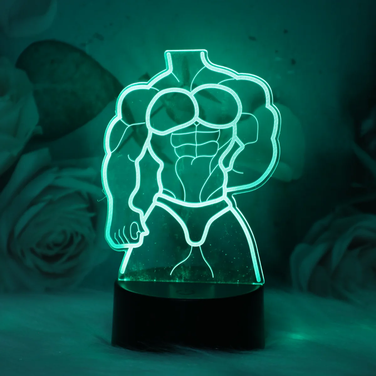 Touch seven color gradient muscle male 3D night light, desktop, bedroom atmosphere decoration light, room decoration light
