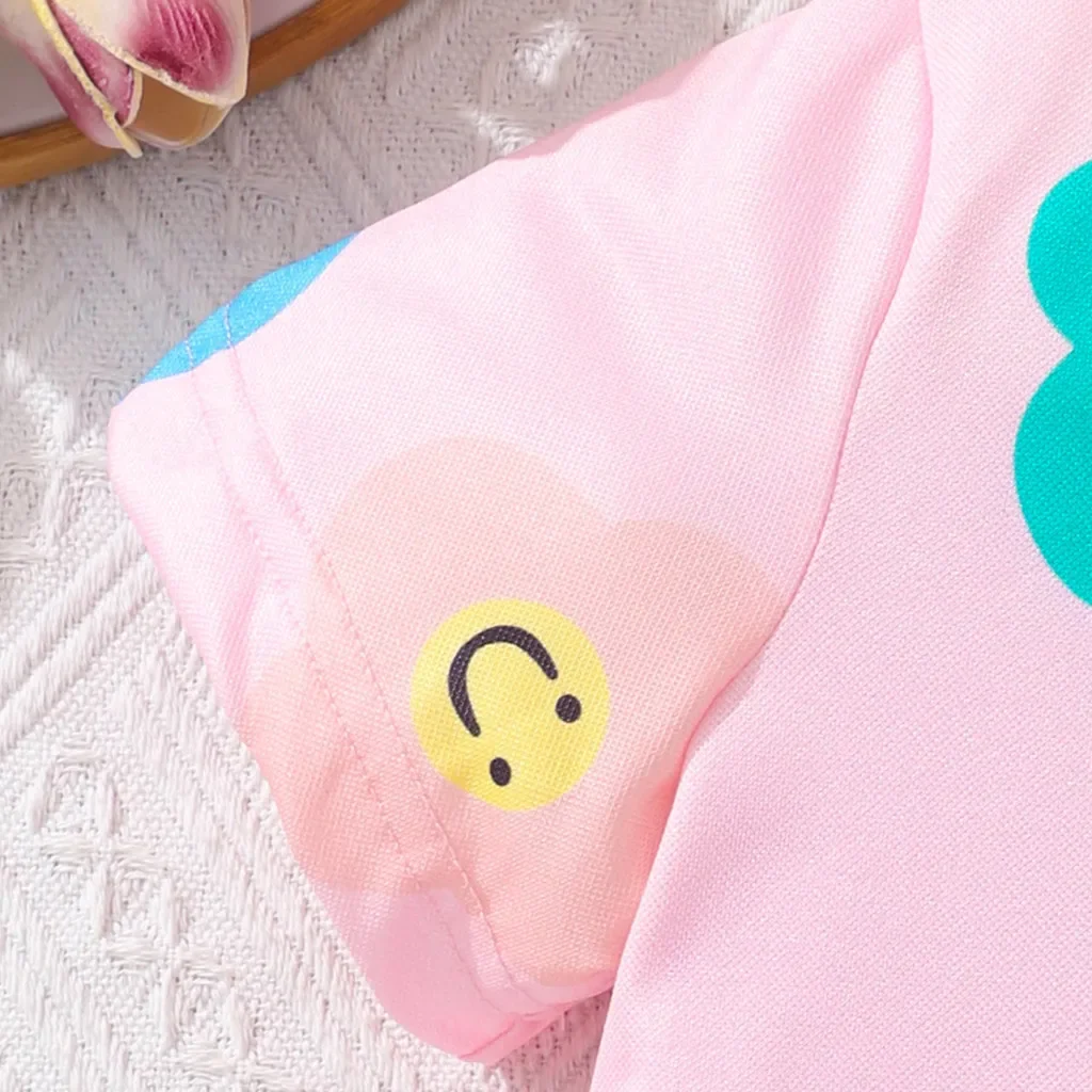 여아용 여름 티셔츠 및 반바지 세트, 귀여운 어린이 세트, 꽃무늬 패션, 캐주얼 소녀 복장, 3, 4, 5, 6, 7 세, 2 개