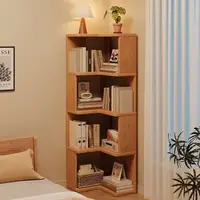 Solid wood corner bookshelf rack floor home living room corner multi-layer storage simple storage cabinet 2