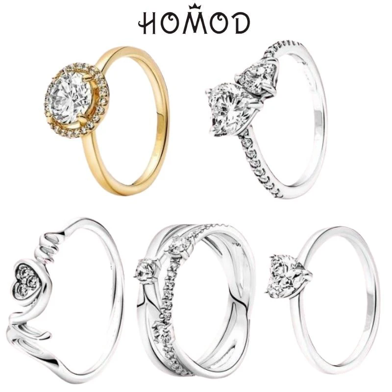 Heart Shape Zirconia Ring Fashion Wedding Jewelry for Woman Heart Female Ring Crystal Crown Brand Jewelry Gift Anillos