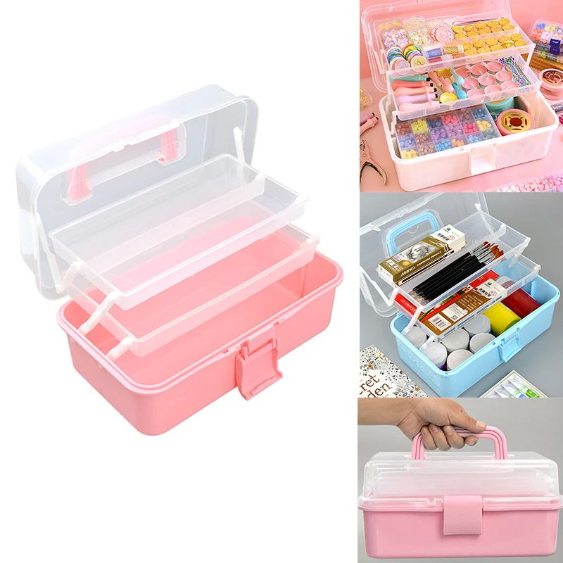 Portable Storage Box Foldable Stamp Wax Scrapbook Storage Transparent Large Hairpin Box Makeup Organizer Nail Jewelry