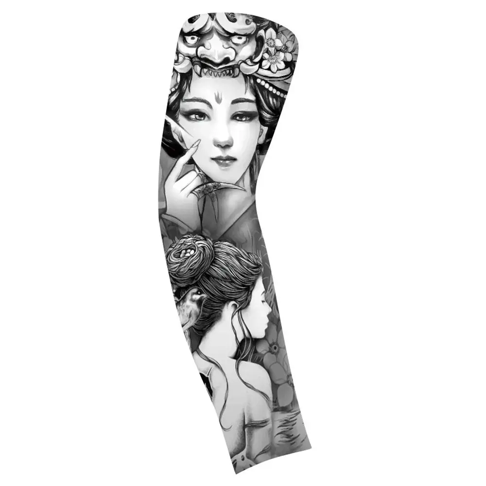 Arm Covers Flower Arm Tattoo Sleeve UV Protection Cycling Gloves Men Sunscreen Sleeve Warmers Sun Protection Cover