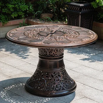 Outdoor tables and chairs courtyard garden open-air leisure small balcony coffee table round table long dining table simple cast