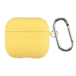 Flocking Silicone Bluetooth Headphone Case with Metal Buckle - Wireless Charging Compatible Cover - Airpods 2 (Shiny Yellow)