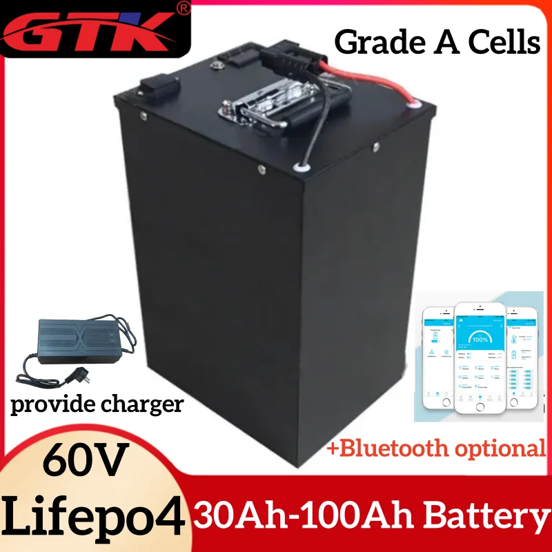 60V 30Ah Lithium Battery With 50A BMS - 1800Wh Rechargeable Pack For Electric Bikes & Scooters