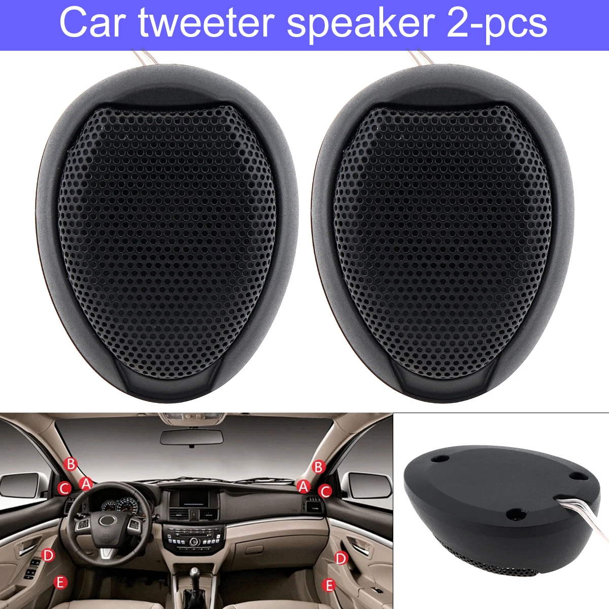 2pcs Universal Built-in crossover 1000W TW-106 High Efficiency Mini Dome Tweeter Speakers for Car Audio System