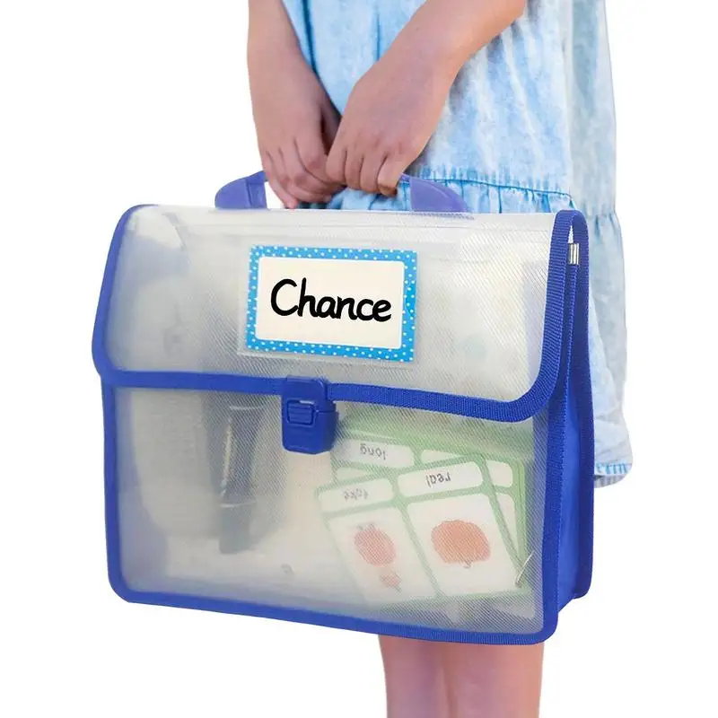 

See Through Bookbag Student Book Pouches With Handle Transparent File Document Book Bags With Label Card For Students And