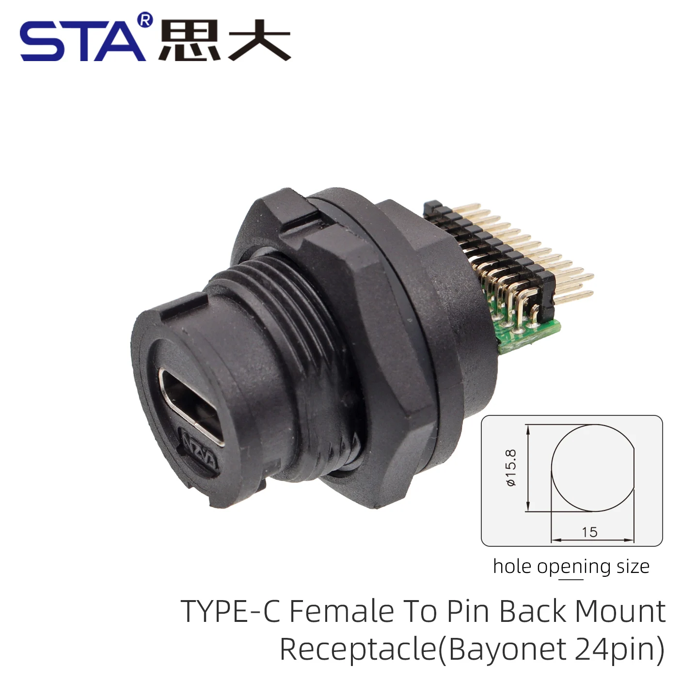 Waterproof Type-C to USB 3.0 Quick Charge Panel Mount Connector