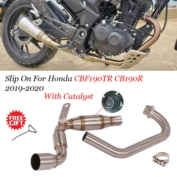 Motorcycle Exhaust Modified Escape Moto Stainless Front Mid Link Pipe With Catalyst 51mm For Honda CBF190TR CB190R 2019-2020