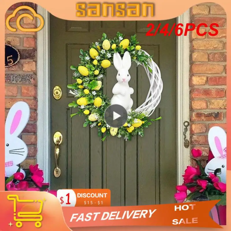 

2/4/6 шт. Новый Пасхальный венок в виде зайчика, искусственная стена, украшения для дома в виде пасхального кролика, фотосессия, фестиваль