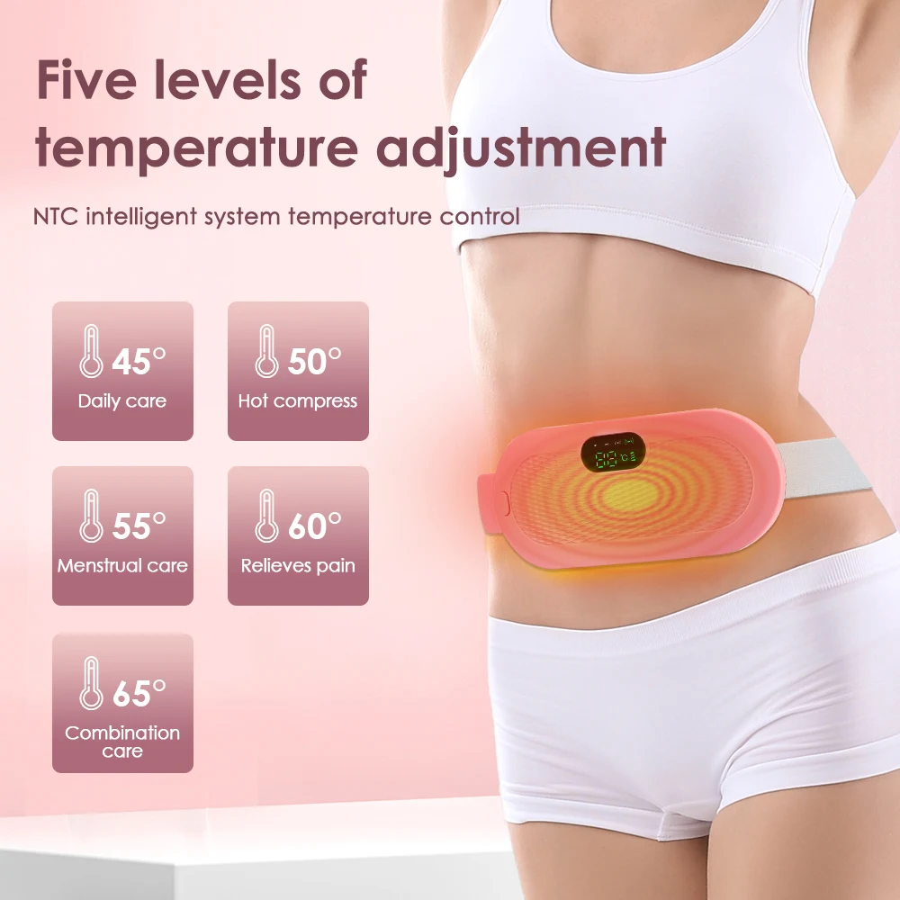 Usb Menstruatie Baarmoeder Warme Riem Voor Vrouwen Buikpijn Verlichting 5 Versnelling Elektrische Verwarming Pad Trillingen Buik Taille Massager Brace