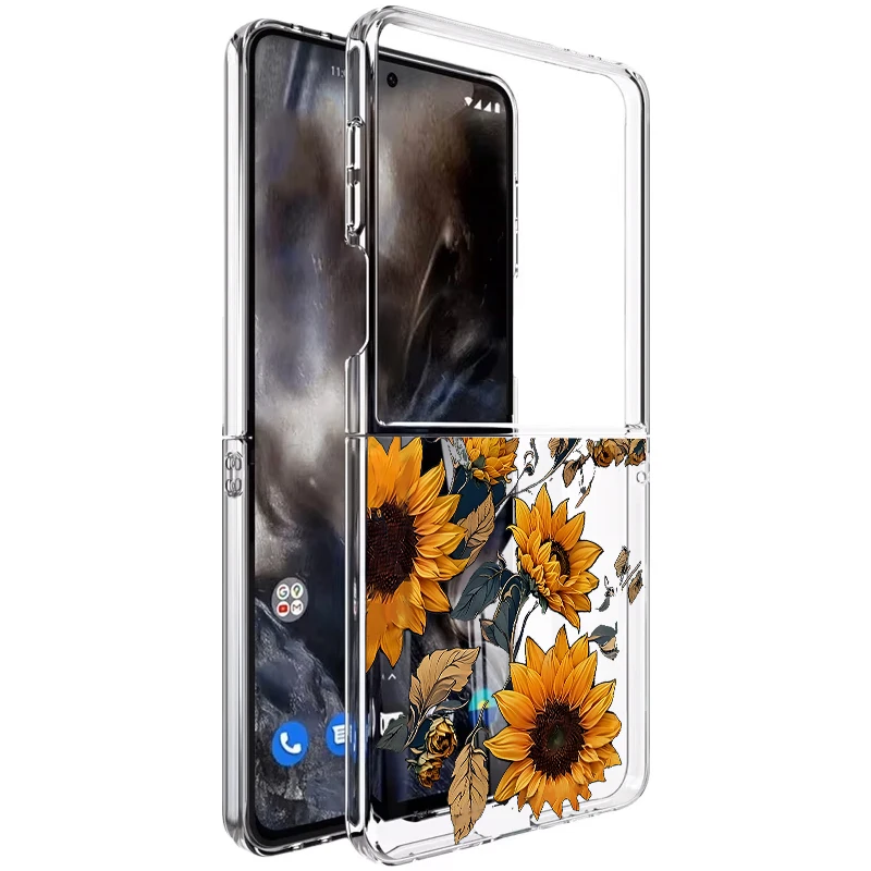Pink Rose Flowers Clear Folding Hard Cover Phone Case