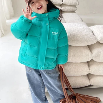 가을 및 겨울 어린이 짧은 다운 코트, 여아 후드 코트 패딩, 어린이 코트 다운 재킷, 2023 겨울 파카