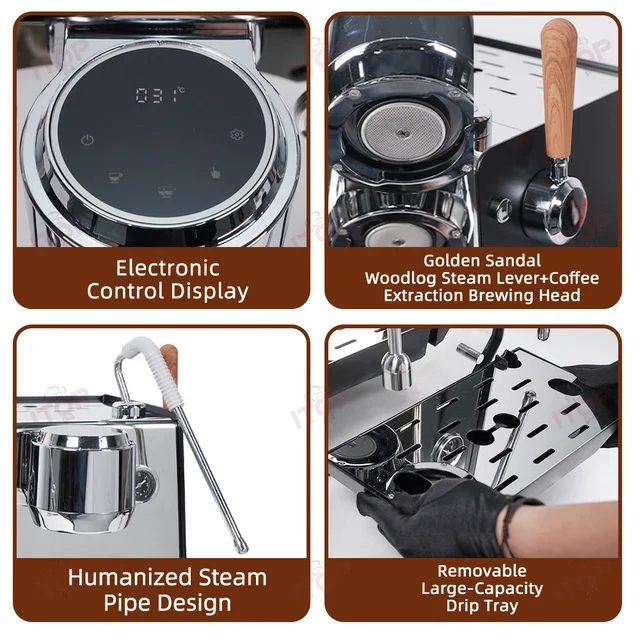 ITOP CM-S Commercial Semi-Automatic Espresso Machine with PID Preinfusion Electronic Screen Control Storage Type Double Boiler 2