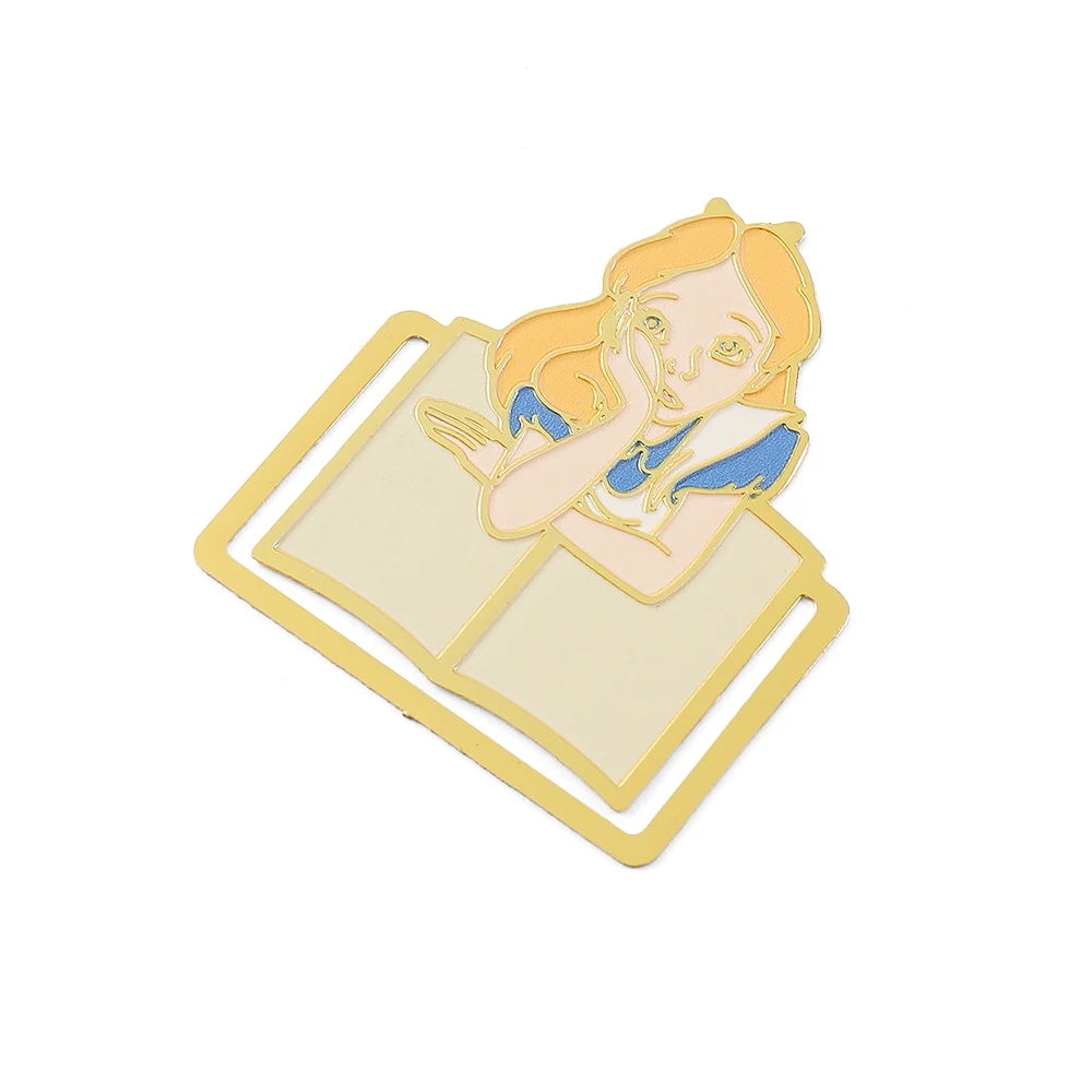 Alice in Wonderland Bookmark Metal Creative Fantasy Book Page Mark Cartoon Romance Reading Tool Stationery for Bookworm Girls