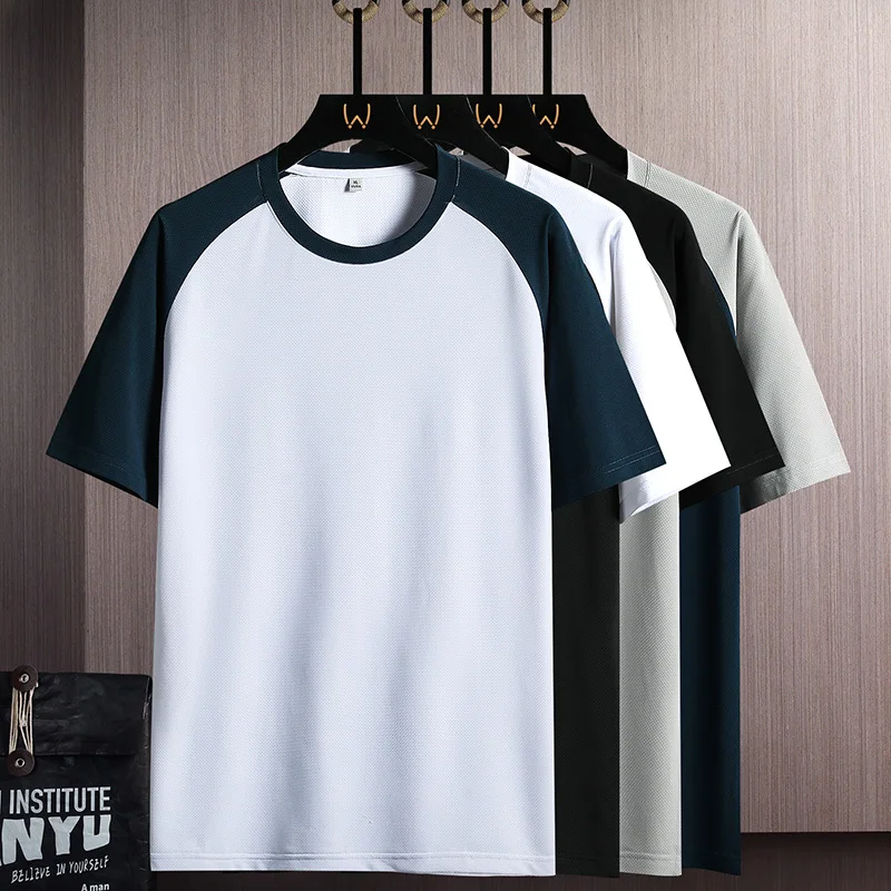 

Summer 2024 new style ice silk short-sleeved T-shirt men's summer trend of loose-fitting clothing fashion brand Hong Kong style