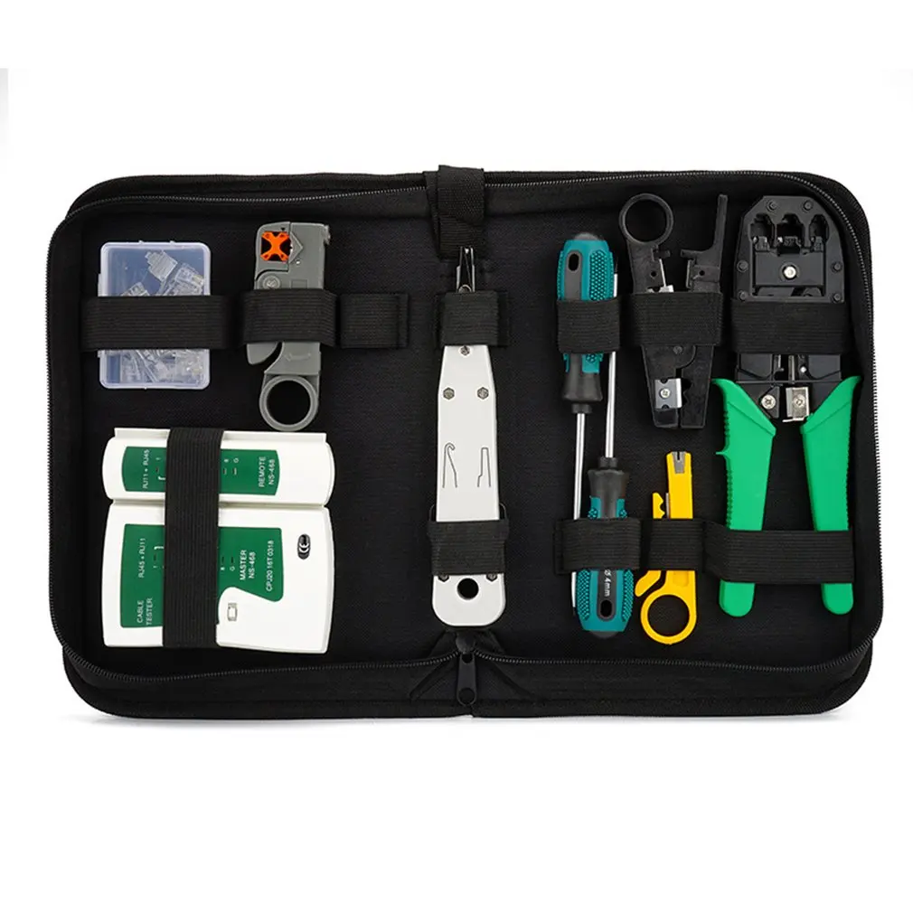 

Home Multi-Function LAN Network Crystal Cable Tester Tool Screwdriver Wire Stripper RJ45 Connector Crimping Pliers Tool Kit Set
