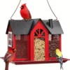 Bird Feeder House for Outside, Metal Mesh Wild Bird Feeder with Triple Feeders for Finch Cardinal Chickadee, Large Capacity