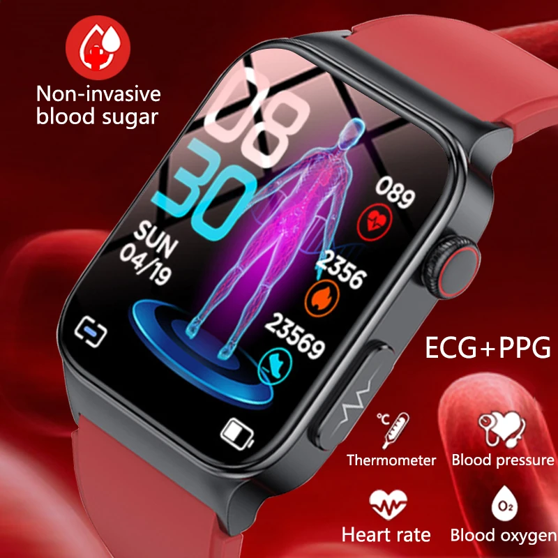 SACOSDING 2023 New Non Invasive Blood Glucose Smart Watch ECG+PPG Three