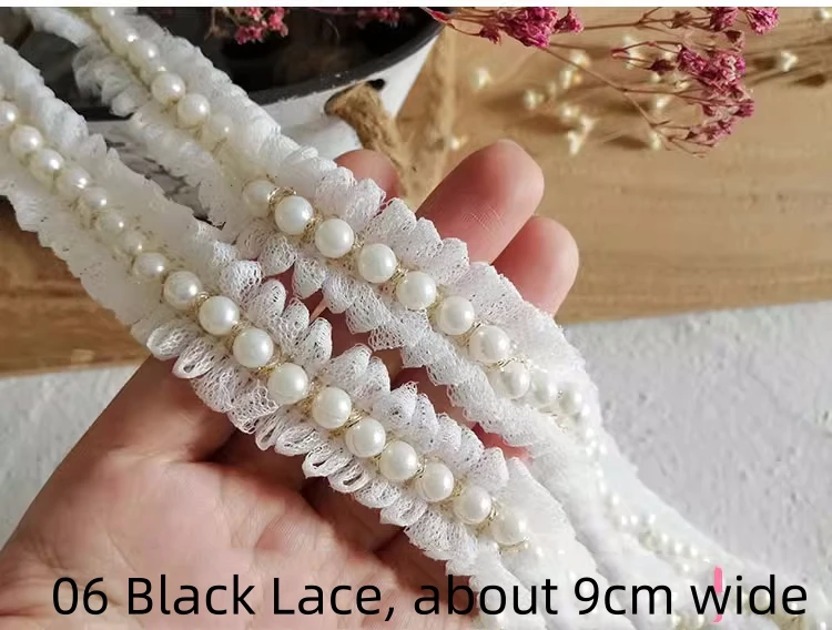 Description Picture 5 of item1 meter Pearl Lace Lace Accessories Handmade Diy Accessories Collar And Placket Clothing Bead Belt Handmade Webbing