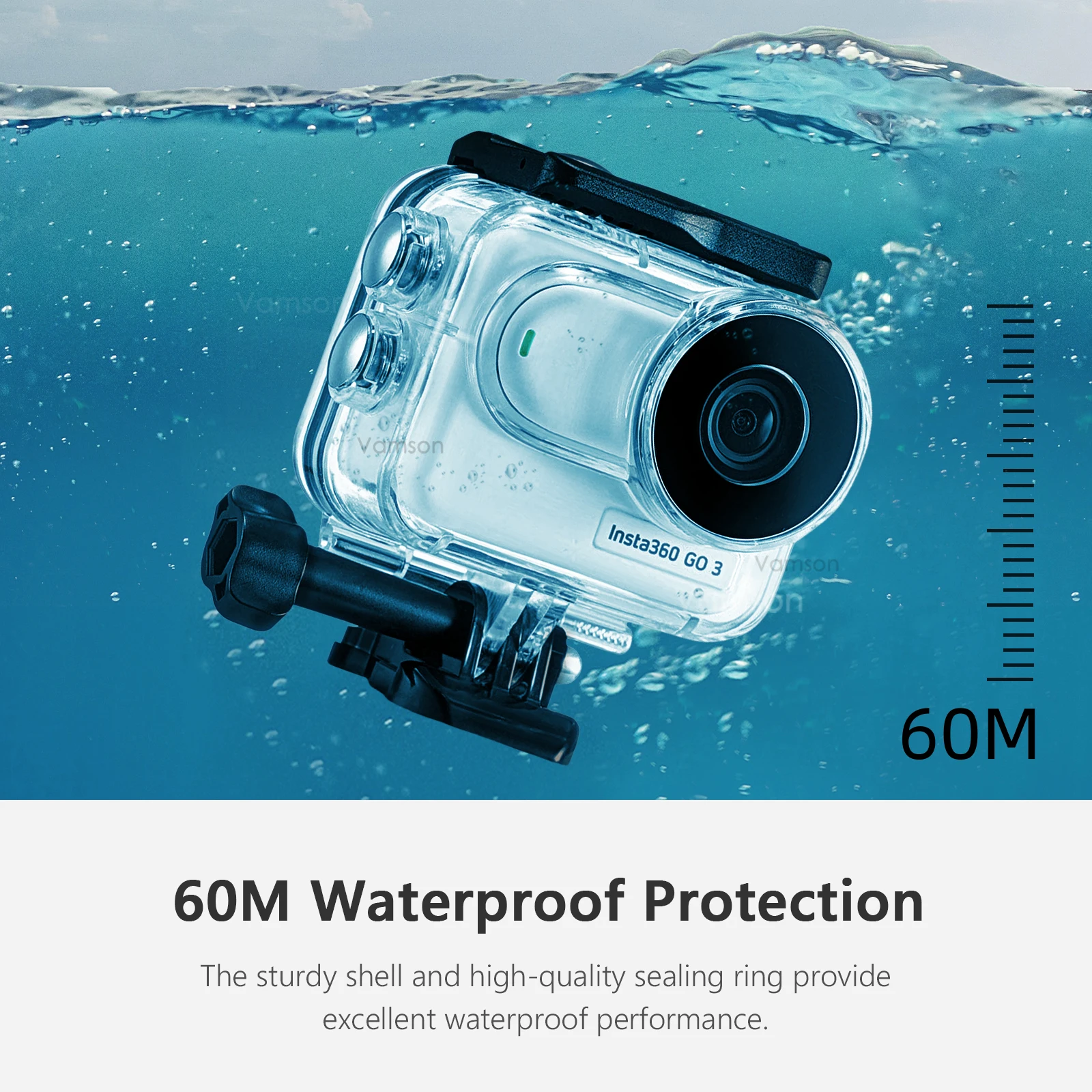Vamson Insta360 GO3 용 방수 케이스, 60m 하우징 다이빙 보호, Insta360 GO 3 카메라 수중 커버 액세서리