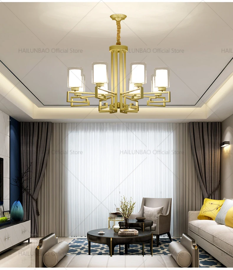 Description Picture 4 of itemNew Chinese Style Simple Fashion Living Room Chandelier Luxury Atmosphere Bedroom Study Chandelier Chinese Wind Lighting Lamps